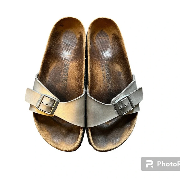 Birkenstock Shoes - Birkenstock Silver Sandals, size 37